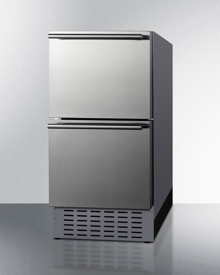 Summit Refrigeration + Cooling Summit 18&quot; Wide 2-Drawer All-Refrigerator / 3.4 cu.ft. Capacity, Built-In Capable, Stainless Steel Construction, Panel-Ready Drawer Fronts, Professional Handles, Frost-Free, Interior Lighting / ADRD18H34