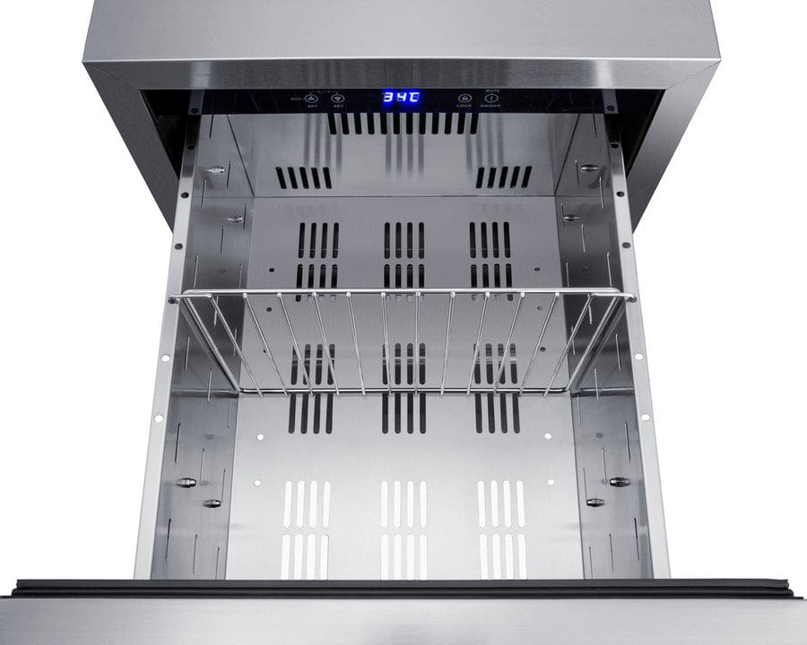 Summit Refrigeration + Cooling Summit 18&quot; Wide Outdoor 2-Drawer All-Refrigerator / 3.4 cu.ft. Capacity, ADA Compliant, Panel-Ready Drawer Fronts, Professional Handles, Frost-Free / ADRD18OS