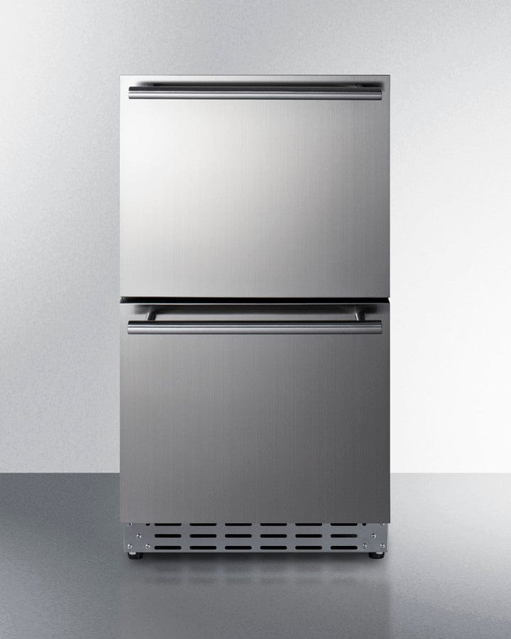 Summit Refrigeration + Cooling Summit 18&quot; Wide Outdoor 2-Drawer All-Refrigerator / 3.4 cu.ft. Capacity, ADA Compliant, Panel-Ready Drawer Fronts, Professional Handles, Frost-Free / ADRD18OS