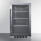 Summit Refrigeration + Cooling Summit 19” Wide Shallow Depth Indoor/Outdoor Beverage Cooler / 3.13 cu.ft. Capacity, Double Pane Tempered Glass Door, Automatic Defrost, Adjustable Shelves, LED Lighting, Black Interior Finish  / SPR488BOSH34