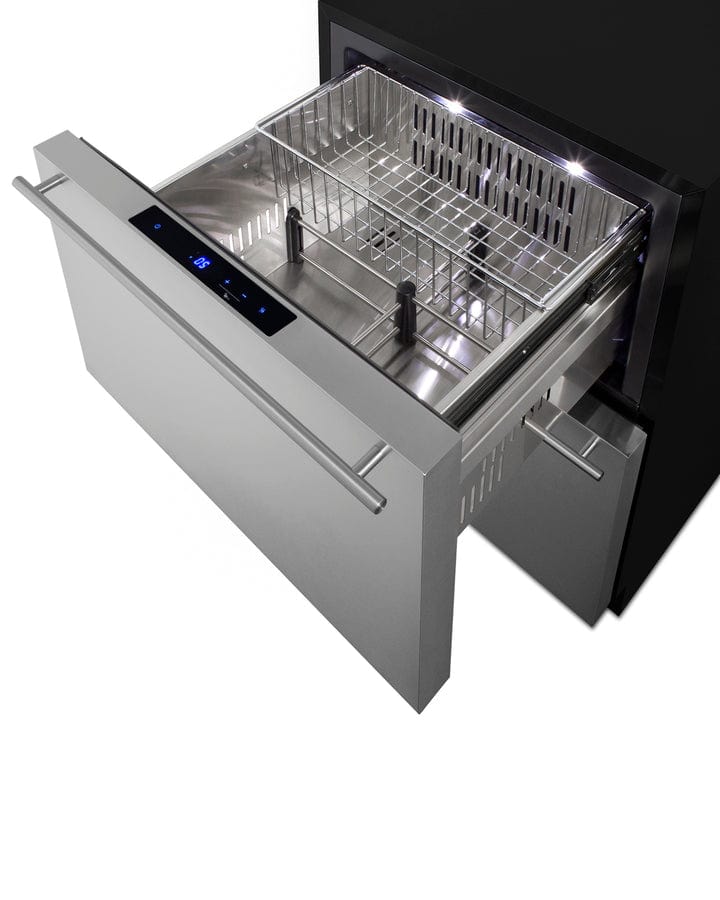 Summit Refrigeration + Cooling Summit 24&quot; Wide 2-Drawer All-Freezer (Panels Not Included) / 3.7 cu.ft. Capacity, ADA Compliant Design, Stainless Steel Drawers, Professional Handles, Frost-Free Operation, Digital Thermostat / ADFD243PNR