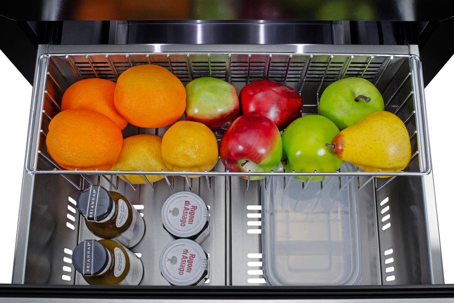 Summit Refrigeration + Cooling Summit 24&quot; Wide 2-Drawer All-Refrigerator / 3.1 cu.ft. Capacity, ADA Compliant Design, Adjustable Height, Built-In Capable, Stainless Steel Drawers, Panel-Ready Drawer Fronts, Professional Handles, Frost-Free / ASDR2414
