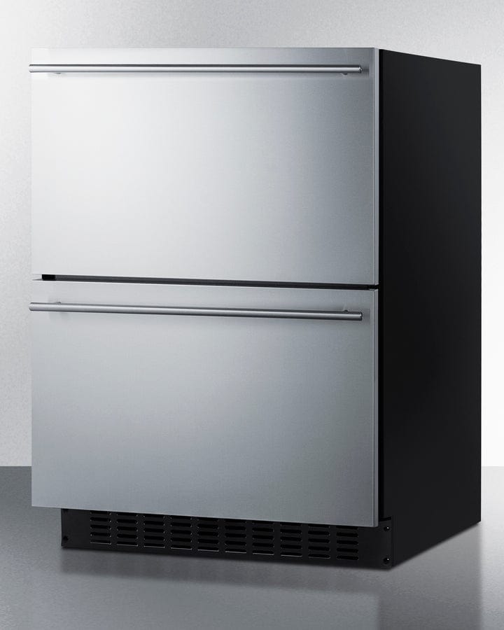 Summit Refrigeration + Cooling Summit 24&quot; Wide 2-Drawer All-Refrigerator / 3.1 cu.ft. Capacity, ADA Compliant Design, Adjustable Height, Built-In Capable, Stainless Steel Drawers, Panel-Ready Drawer Fronts, Professional Handles, Frost-Free / ASDR2414