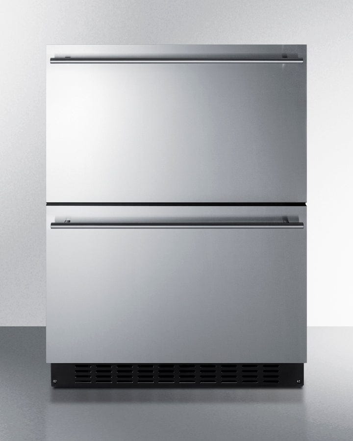 Summit Refrigeration + Cooling Summit 24&quot; Wide 2-Drawer All-Refrigerator / 3.1 cu.ft. Capacity, ADA Compliant Design, Adjustable Height, Built-In Capable, Stainless Steel Drawers, Panel-Ready Drawer Fronts, Professional Handles, Frost-Free / ASDR2414