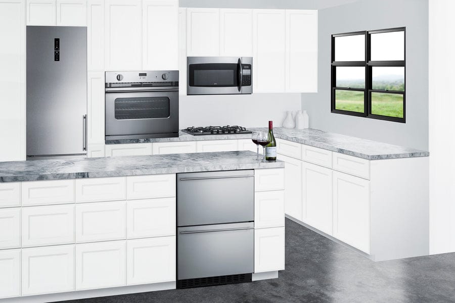 Summit Refrigeration + Cooling Summit 24&quot; Wide 2-Drawer All-Refrigerator / 3.1 cu.ft. Capacity, ADA Compliant Design, Adjustable Height, Built-In Capable, Stainless Steel Drawers, Panel-Ready Drawer Fronts, Professional Handles, Frost-Free / ASDR2414