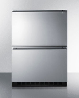 Summit Refrigeration + Cooling Summit 24" Wide 2-Drawer All-Refrigerator / 3.7 cu.ft. Capacity, ADA Compliant, Built-In Capable, Stainless Steel Drawers, Panel-Ready Drawer Fronts, Professional Handles, Frost-Free, Digital Thermostat / ADRD241