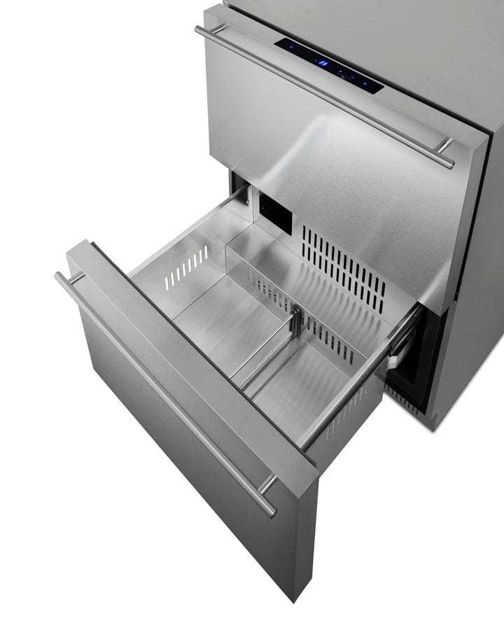 Summit Refrigeration + Cooling Summit 24&quot; Wide 2-Drawer All-Refrigerator / 3.7 cu.ft. Capacity, ADA Compliant, Panel-Ready Drawer Fronts, Stainless Steel Drawers, Professional Handles, Frost-Free, Digital Thermostat / ADRD241CSS