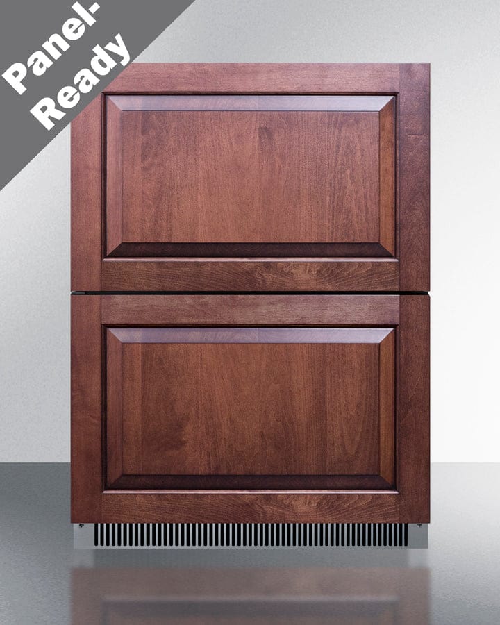 Summit Refrigeration + Cooling Summit 24&quot; Wide 2-Drawer All-Refrigerator / 4.8 cu.ft. Capacity, ADA Compliant, Panel-Ready Drawer Fronts, Stainless Steel Construction, Professional Handles, Adjustable Height / ADRD24PNR