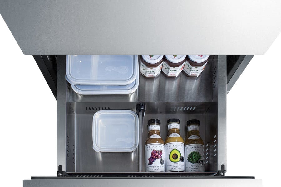 Summit Refrigeration + Cooling Summit 24&quot; Wide 2-Drawer All-Refrigerator / 4.8 cu.ft. Capacity, ADA Compliant, Panel-Ready Drawer Fronts, Stainless Steel Construction, Professional Handles, Adjustable Height / ADRD24PNR