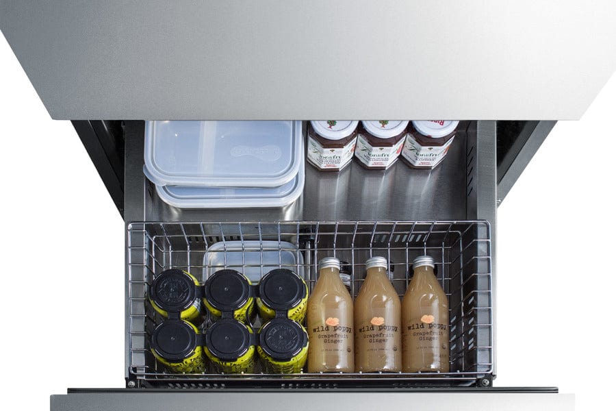 Summit Refrigeration + Cooling Summit 24&quot; Wide 2-Drawer All-Refrigerator / 4.8 cu.ft. Capacity, ADA Compliant, Panel-Ready Drawer Fronts, Stainless Steel Construction, Professional Handles, Adjustable Height / ADRD24PNR