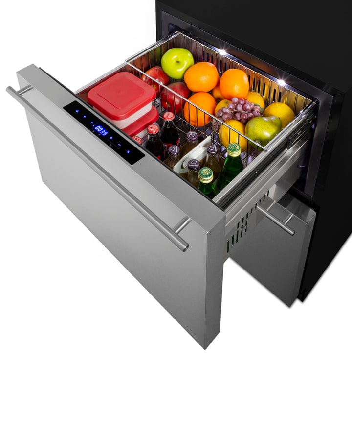 Summit Refrigeration + Cooling Summit 24&quot; Wide 2-Drawer Refrigerator-Freezer / 3.32 cu.ft. Capacity, ADA Compliant, Stainless Steel Drawers, Panel-Ready Drawer Fronts, Professional Handles, Frost-Free Operation / ADRF244