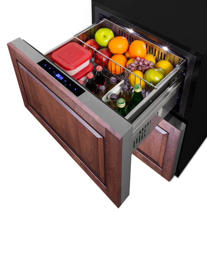 Summit Refrigeration + Cooling Summit 24&quot; Wide 2-Drawer Refrigerator-Freezer / 3.32 cu.ft. Capacity, ADA Compliant, Stainless Steel Drawers, Panel-Ready Drawer Fronts, Professional Handles, Frost-Free Operation / ADRF244