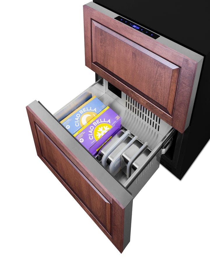 Summit Refrigeration + Cooling Summit 24&quot; Wide 2-Drawer Refrigerator-Freezer / 3.32 cu.ft. Capacity, ADA Compliant, Stainless Steel Drawers, Panel-Ready Drawer Fronts, Professional Handles, Frost-Free Operation / ADRF244