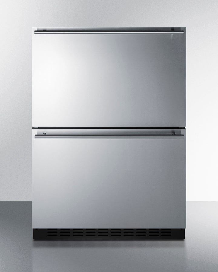 Summit Refrigeration + Cooling Summit 24&quot; Wide 2-Drawer Refrigerator-Freezer / 3.32 cu.ft. Capacity, ADA Compliant, Stainless Steel Drawers, Panel-Ready Drawer Fronts, Professional Handles, Frost-Free Operation / ADRF244