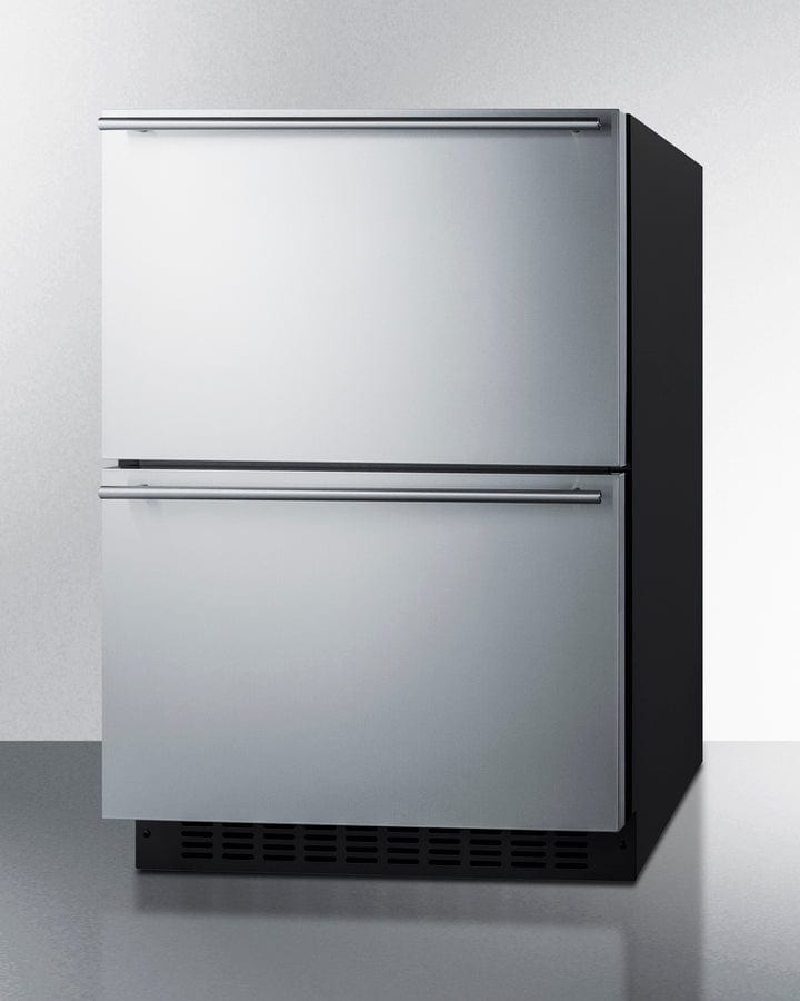 Summit Refrigeration + Cooling Summit 24&quot; Wide 2-Drawer Refrigerator-Freezer / 3.32 cu.ft. Capacity, ADA Compliant, Stainless Steel Drawers, Panel-Ready Drawer Fronts, Professional Handles, Frost-Free Operation / ADRF244