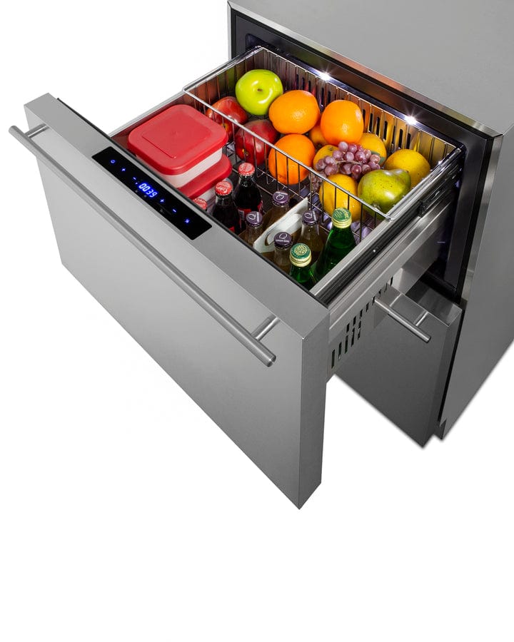 Summit Refrigeration + Cooling Summit 24&quot; Wide 2-Drawer Refrigerator-Freezer / 3.32 cu.ft. Capacity, ADA Compliant, Stainless Steel Drawers, Panel-Ready Drawer Fronts, Professional Handles, Frost-Free Operation, Digital Thermostat / ADRF244CSS
