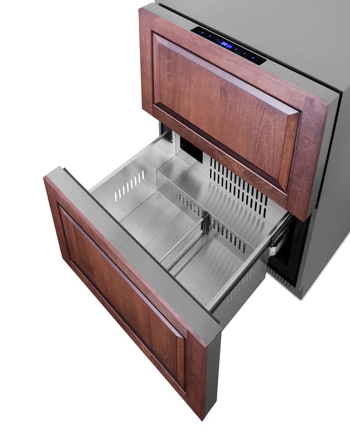 Summit Refrigeration + Cooling Summit 24&quot; Wide 2-Drawer Refrigerator-Freezer / 3.32 cu.ft. Capacity, ADA Compliant, Stainless Steel Drawers, Panel-Ready Drawer Fronts, Professional Handles, Frost-Free Operation, Digital Thermostat / ADRF244CSS