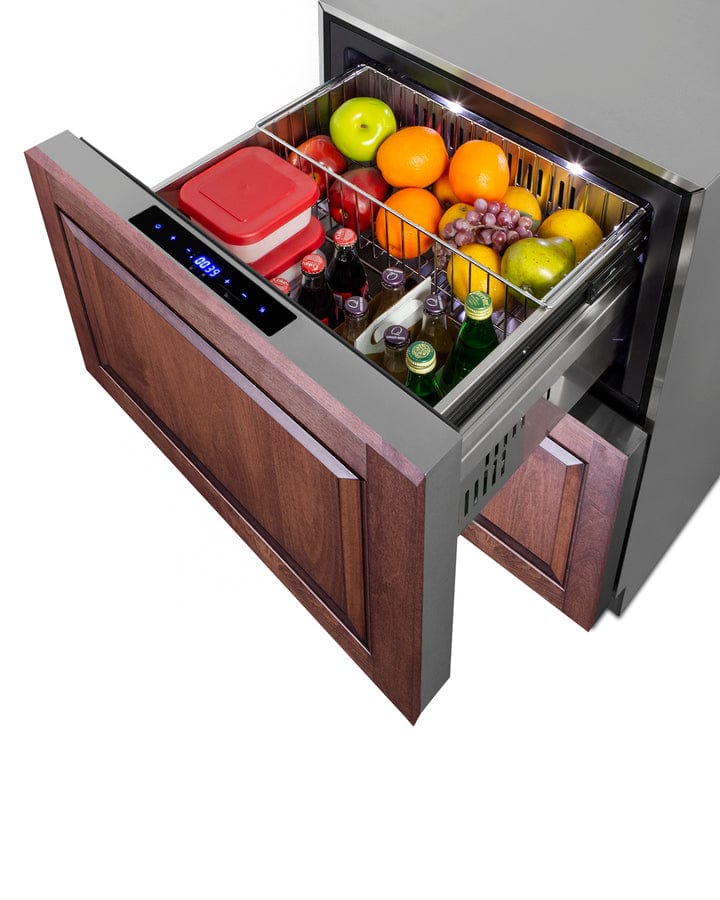 Summit Refrigeration + Cooling Summit 24&quot; Wide 2-Drawer Refrigerator-Freezer / 3.32 cu.ft. Capacity, ADA Compliant, Stainless Steel Drawers, Panel-Ready Drawer Fronts, Professional Handles, Frost-Free Operation, Digital Thermostat / ADRF244CSS