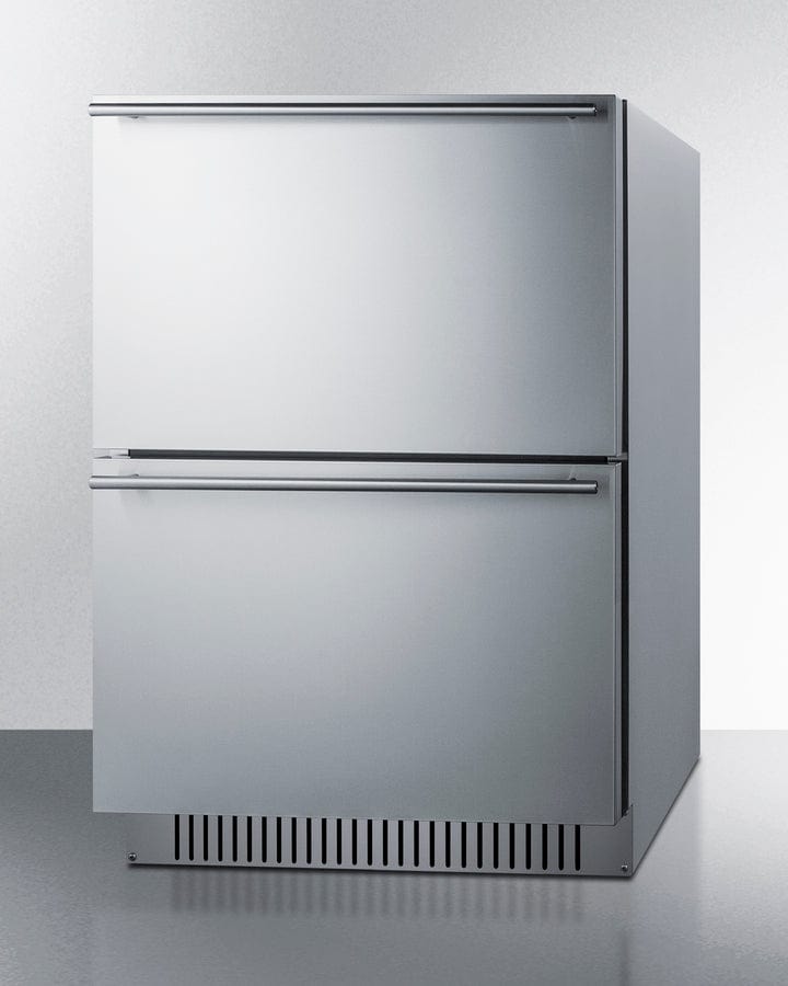 Summit Refrigeration + Cooling Summit 24&quot; Wide 2-Drawer Refrigerator-Freezer / 3.32 cu.ft. Capacity, ADA Compliant, Stainless Steel Drawers, Panel-Ready Drawer Fronts, Professional Handles, Frost-Free Operation, Digital Thermostat / ADRF244CSS