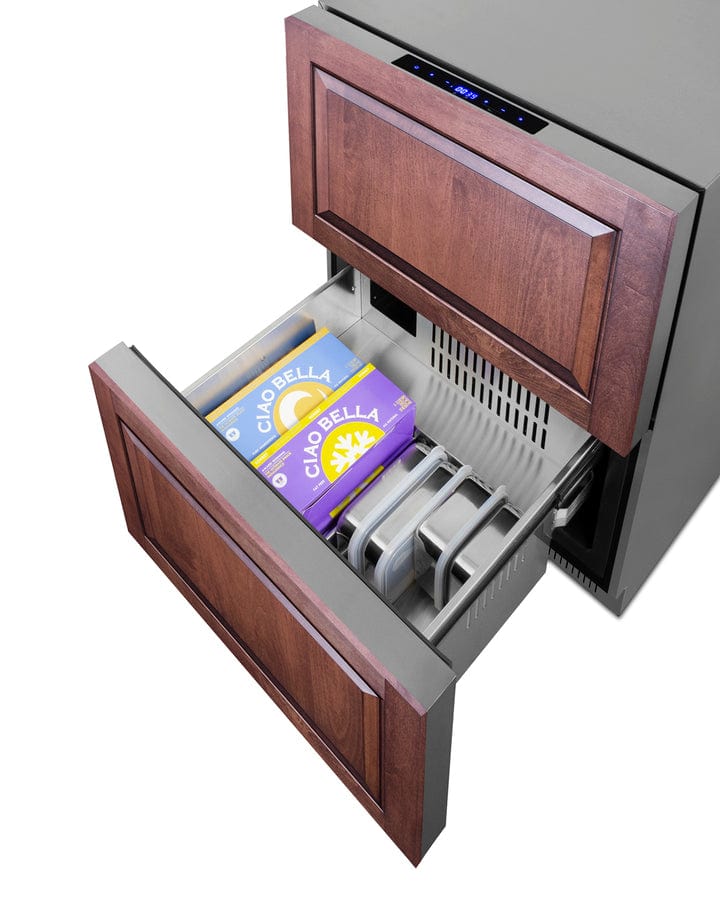 Summit Refrigeration + Cooling Summit 24&quot; Wide 2-Drawer Refrigerator-Freezer / 3.32 cu.ft. Capacity, ADA Compliant, Stainless Steel Drawers, Panel-Ready Drawer Fronts, Professional Handles, Frost-Free Operation, Digital Thermostat / ADRF244CSS