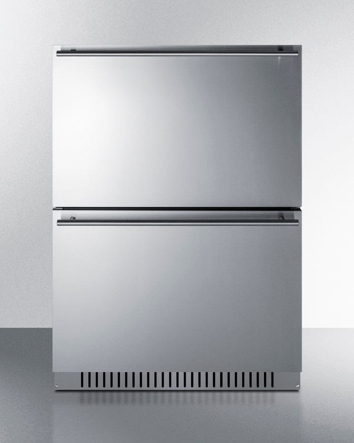 Summit Refrigeration + Cooling Summit 24&quot; Wide 2-Drawer Refrigerator-Freezer / 3.32 cu.ft. Capacity, ADA Compliant, Stainless Steel Drawers, Panel-Ready Drawer Fronts, Professional Handles, Frost-Free Operation, Digital Thermostat / ADRF244CSS