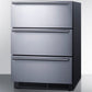 Summit Refrigeration + Cooling Summit 24" Wide Built-In 3-Drawer Outdoor All-Refrigerator with Stainless Steel Fronts and Black Cabinet / SP6DS3DOS