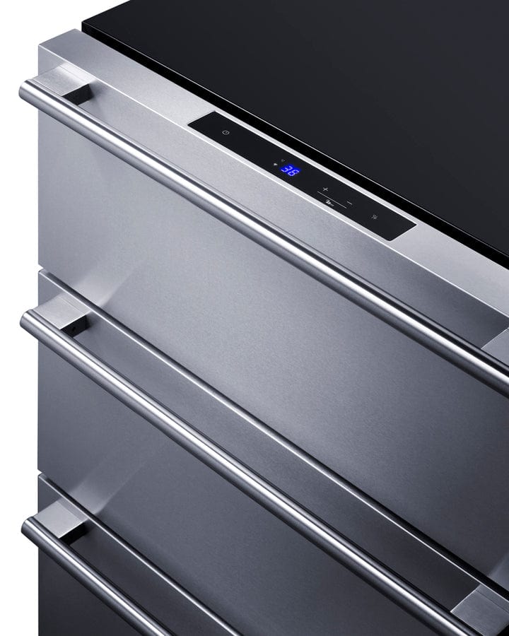 Summit Refrigeration + Cooling Summit 24" Wide Built-In 3-Drawer Outdoor All-Refrigerator with Stainless Steel Fronts and Black Cabinet / SP6DS3DOS