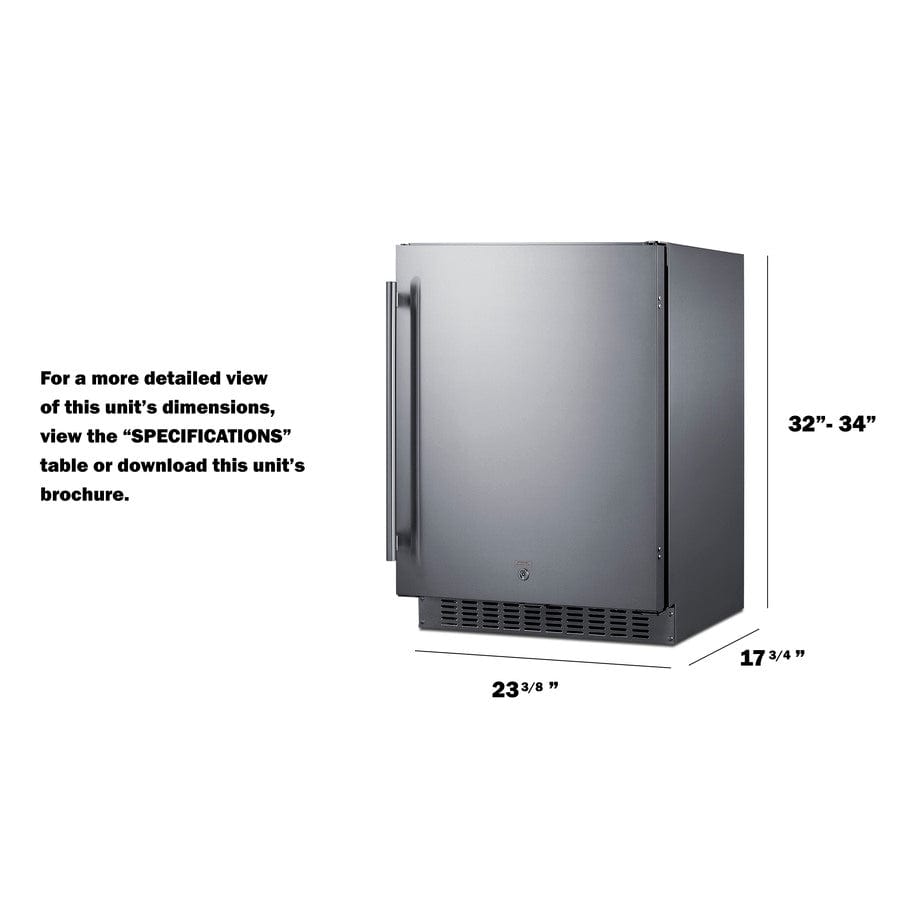 Summit Refrigeration + Cooling Summit 24" Wide Built-In All-Refrigerator, ADA Compliant / 3.1 cu.ft. Capacity, Adjustable Height, Stainless Steel, Factory installed Lock, Professional Handle / ASDS2413CSS