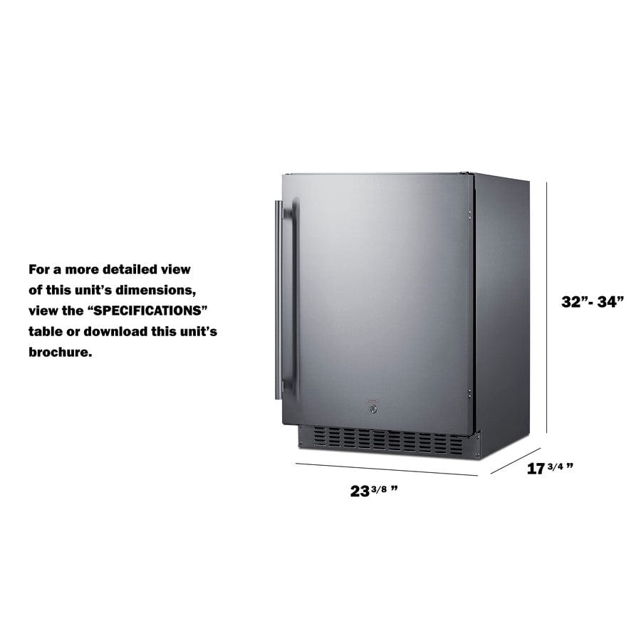 Summit Refrigeration + Cooling Summit 24&quot; Wide Built-In All-Refrigerator, ADA Compliant / 3.1 cu.ft. Capacity, Adjustable Height, Stainless Steel, Factory installed Lock, Professional Handle / ASDS2413CSS