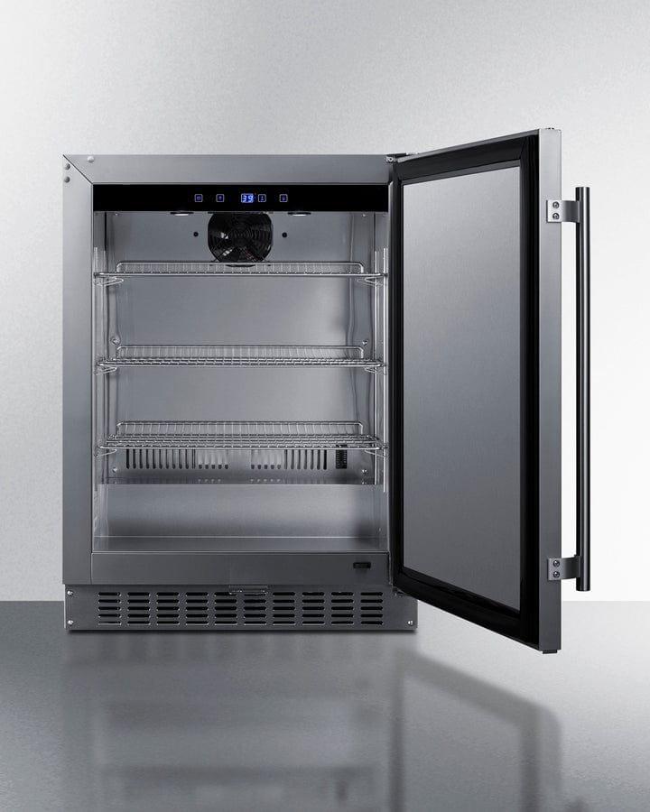 Summit Refrigeration + Cooling Summit 24&quot; Wide Built-In All-Refrigerator, ADA Compliant / 3.1 cu.ft. Capacity, Adjustable Height, Stainless Steel, Factory installed Lock, Professional Handle / ASDS2413CSS