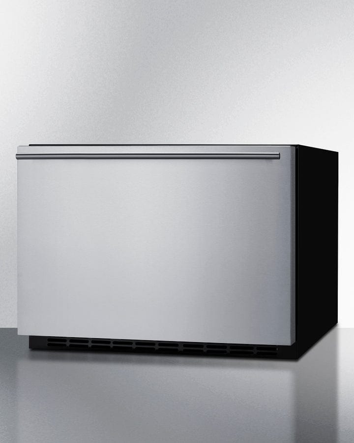 Summit Refrigeration + Cooling Summit 24" Wide Built-In Drawer Refrigerator / 2.0 cu.ft. Capacity, Panel-ready Drawer Front, 304 Grade Stainless Steel Drawer, Digital Thermostat, LED Lighting, Drawer divider / SDR24