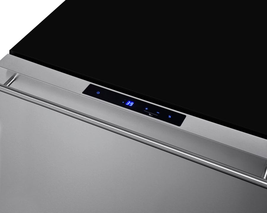 Summit Refrigeration + Cooling Summit 24" Wide Built-In Outdoor Drawer Refrigerator / 2.0 cu.ft. Capacity, Panel-ready Drawer Front, 304 Grade Stainless Steel Drawer, Digital Thermostat, LED Lighting / SDR241OS