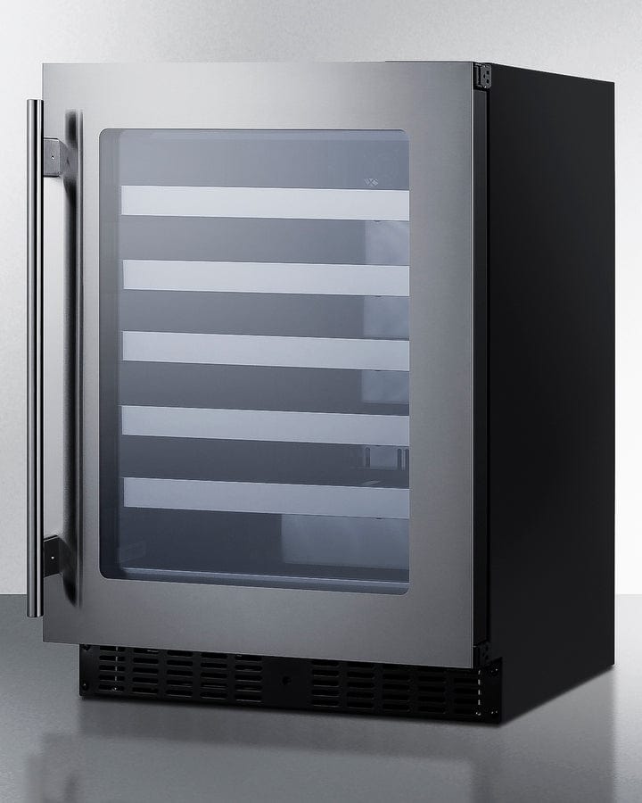 Summit Refrigeration + Cooling Summit 24&quot; Wide Built-In Wine Cellar / 3.25 cu.ft. Capacity, ADA Compliant Design, Adjustable Height, Stainless Steel Interior, Double Pane Tempered Glass Door, Seamless Stainless Steel Door Trim, Factory Installed Lock / ASDW2412