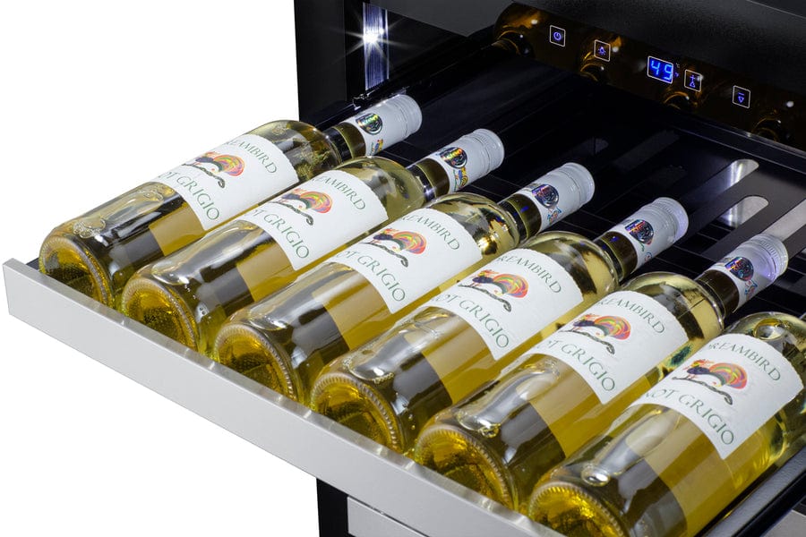 Summit Refrigeration + Cooling Summit 24&quot; Wide Built-In Wine Cellar / 3.25 cu.ft. Capacity, ADA Compliant Design, Adjustable Height, Stainless Steel Interior, Double Pane Tempered Glass Door, Seamless Stainless Steel Door Trim, Factory Installed Lock / ASDW2412