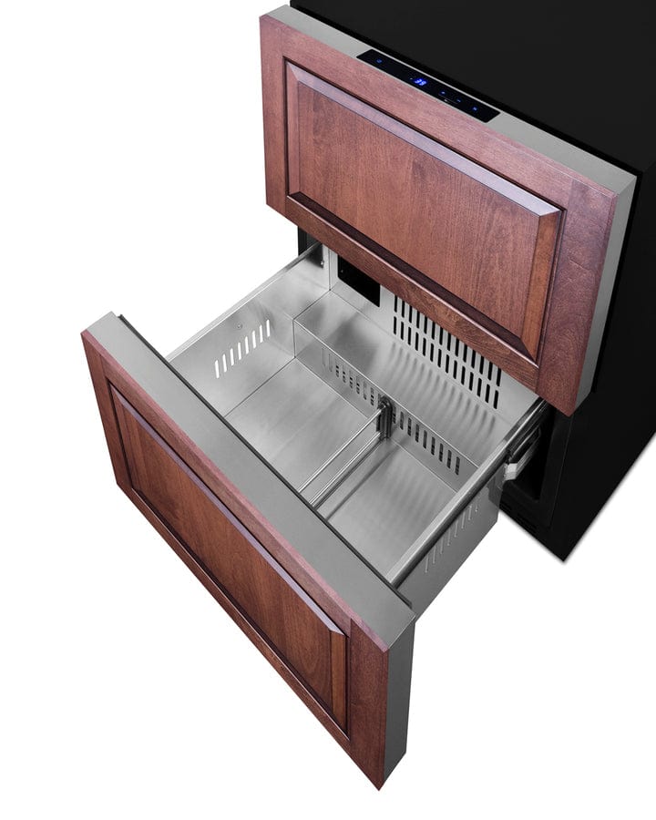 Summit Refrigeration + Cooling Summit 24&quot; Wide Outdoor 2-Drawer All-Refrigerator / 3.7 cu.ft. Capacity, ADA Compliant, Stainless Steel Drawers, Panel-Ready Drawer Fronts, Professional Handles, Frost-Free, Digital thermostat / ADRD241OS