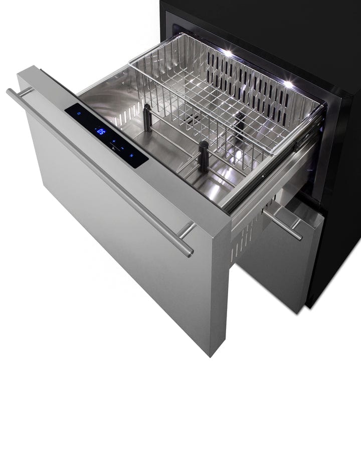 Summit Refrigeration + Cooling Summit 24&quot; Wide Outdoor ADA Compliant 2-Drawer All-Freezer / 3.7 cu.ft. Capacity, Stainless Steel Drawers, Sliding Basket, Digital Thermostat / ADFD243OS