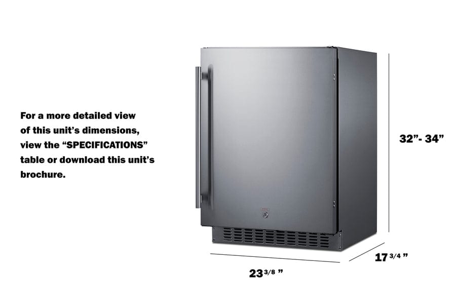 Summit Refrigeration + Cooling Summit 24" Wide Outdoor All-Refrigerator, ADA Compliant / 3.1 cu.ft. Capacity, Adjustable Height, Stainless Steel, Factory Installed Lock / SPR618OSADA