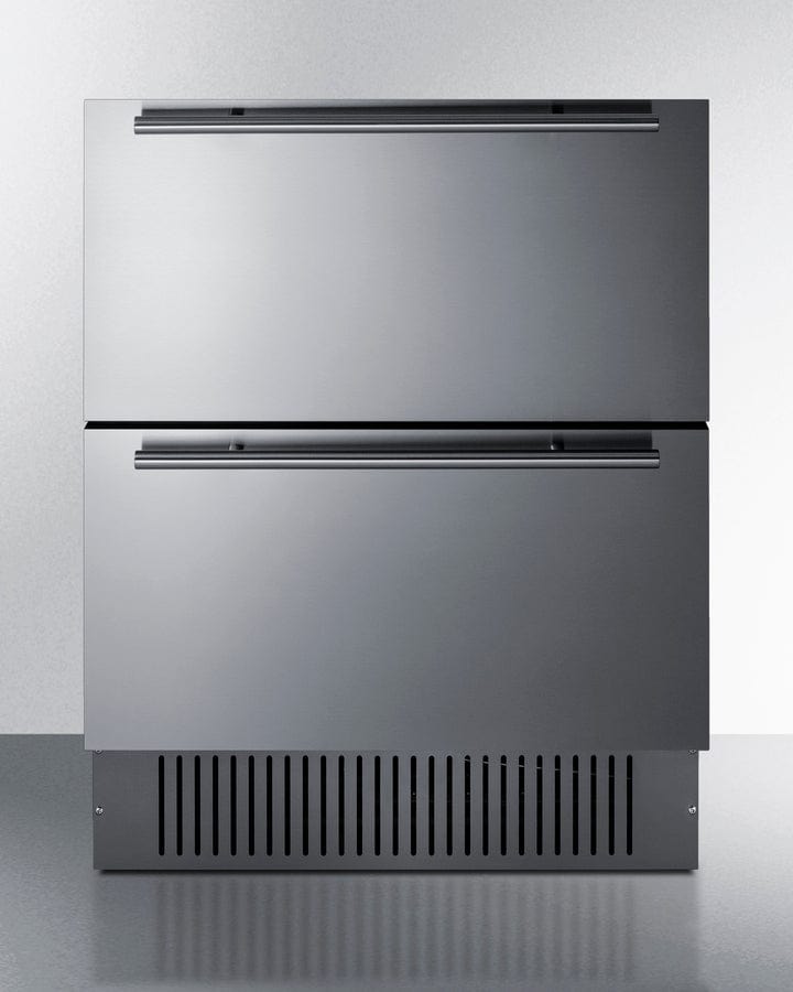 Summit Refrigeration + Cooling Summit 27&quot; Wide 2-Drawer All-Refrigerator / 4.83 cu.ft. Capacity, Stainless Steel Drawers,  Panel-Ready Drawer Fronts, Wide Temperature Range, Professional Handles / SPR275OS2D