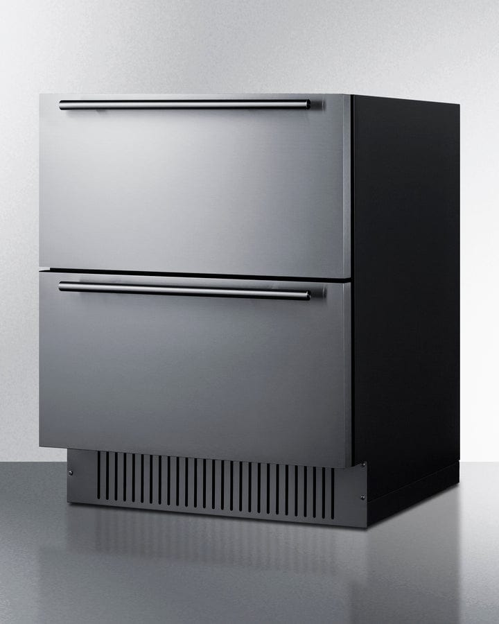 Summit Refrigeration + Cooling Summit 27" Wide 2-Drawer All-Refrigerator / 4.83 cu.ft. Capacity, Stainless Steel Drawers,  Panel-Ready Drawer Fronts, Wide Temperature Range, Professional Handles / SPR275OS2D
