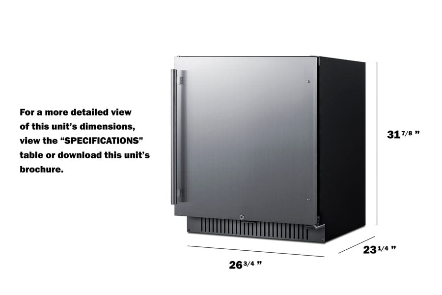 Summit Refrigeration + Cooling Summit 27&quot; Wide Built-In All-Refrigerator / 4.98 cu.ft. Capacity, ADA Compliant, Built-In Capable, Digital Control Panel, Factory Installed Lock, Stainless Steel Door / FF27BSSADA