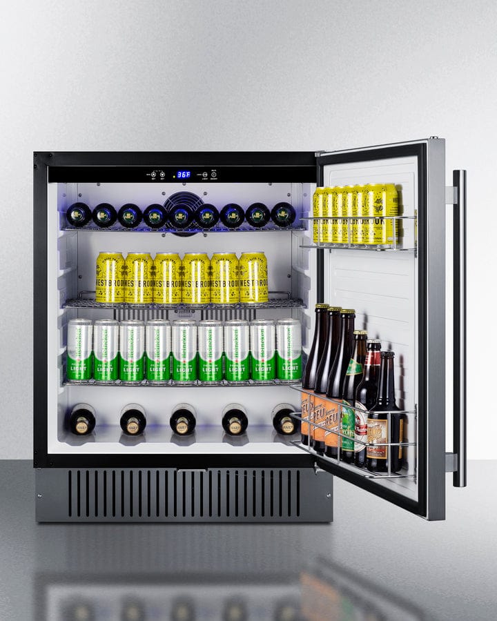 Summit Refrigeration + Cooling Summit 27&quot; Wide Built-In All-Refrigerator / 4.98 cu.ft. Capacity, Built-In Capable, Digital Control Panel, Factory Installed Lock, Stainless Steel Door, White Interior, Adjustable Shelving / FF27BSS