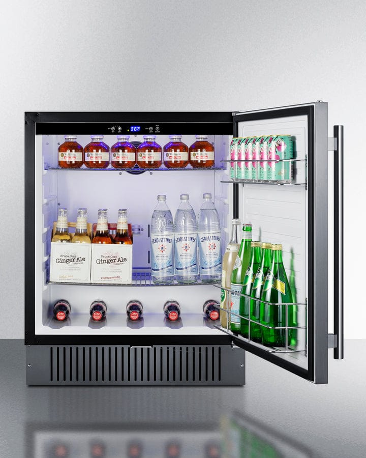 Summit Refrigeration + Cooling Summit 27&quot; Wide Built-In All-Refrigerator / 4.98 cu.ft. Capacity, Built-In Capable, Digital Control Panel, Factory Installed Lock, Stainless Steel Door, White Interior, Adjustable Shelving / FF27BSS