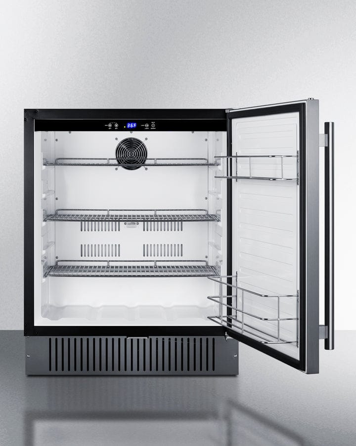 Summit Refrigeration + Cooling Summit 27&quot; Wide Built-In All-Refrigerator / 4.98 cu.ft. Capacity, Built-In Capable, Digital Control Panel, Factory Installed Lock, Stainless Steel Door, White Interior, Adjustable Shelving / FF27BSS