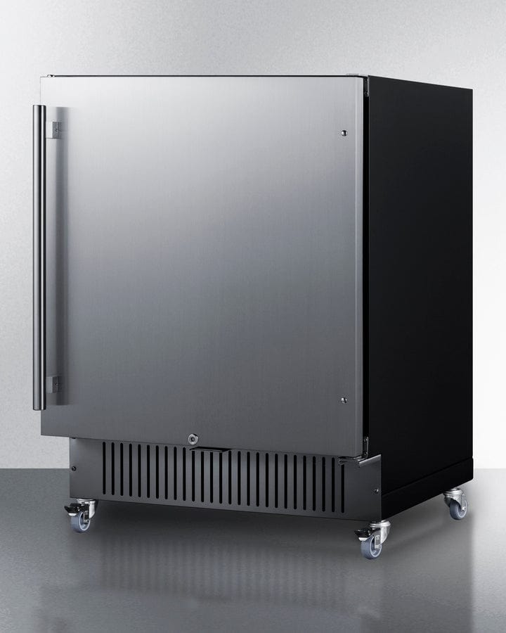 Summit Refrigeration + Cooling Summit 27” Wide Mobile All-Refrigerator / 4.98 cu.ft. Capacity, Built-In Capable, Digital Control Panel, Factory Installed Lock, Stainless Steel Door, White Interior, Adjustable Shelving / FF27BSSCAS