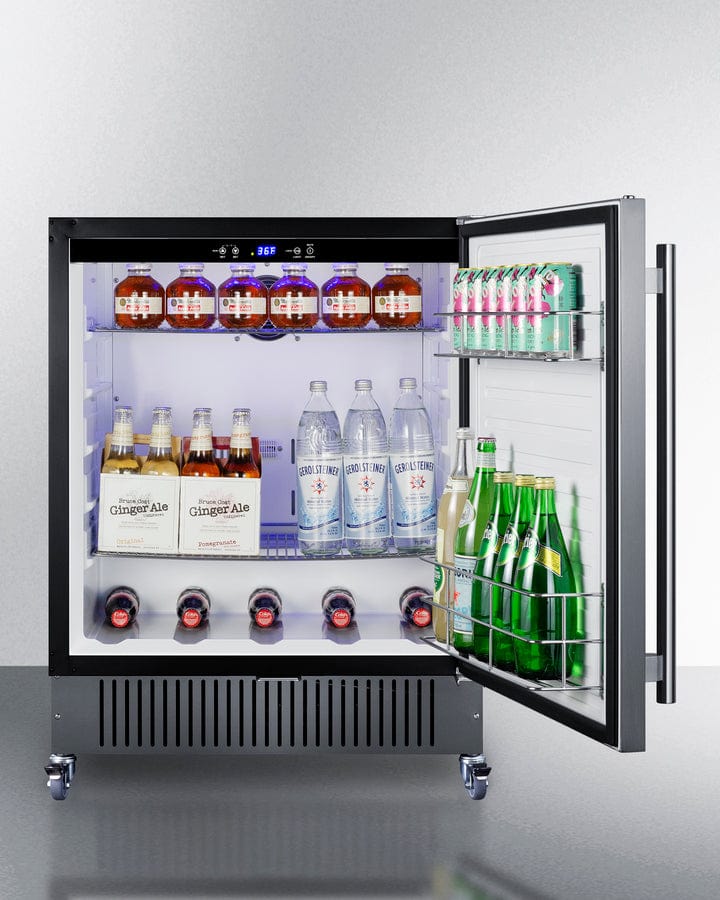 Summit Refrigeration + Cooling Summit 27” Wide Mobile All-Refrigerator / 4.98 cu.ft. Capacity, Built-In Capable, Digital Control Panel, Factory Installed Lock, Stainless Steel Door, White Interior, Adjustable Shelving / FF27BSSCAS