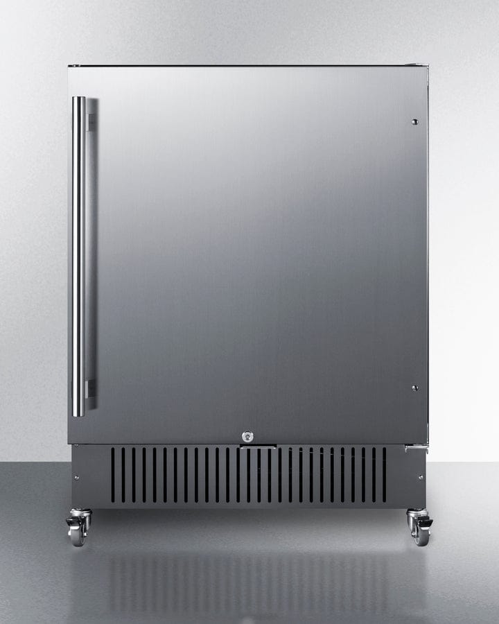 Summit Refrigeration + Cooling Summit 27” Wide Mobile All-Refrigerator / 4.98 cu.ft. Capacity, Built-In Capable, Digital Control Panel, Factory Installed Lock, Stainless Steel Door, White Interior, Adjustable Shelving / FF27BSSCAS