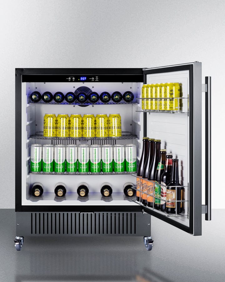 Summit Refrigeration + Cooling Summit 27” Wide Mobile All-Refrigerator / 4.98 cu.ft. Capacity, Built-In Capable, Digital Control Panel, Factory Installed Lock, Stainless Steel Door, White Interior, Adjustable Shelving / FF27BSSCAS