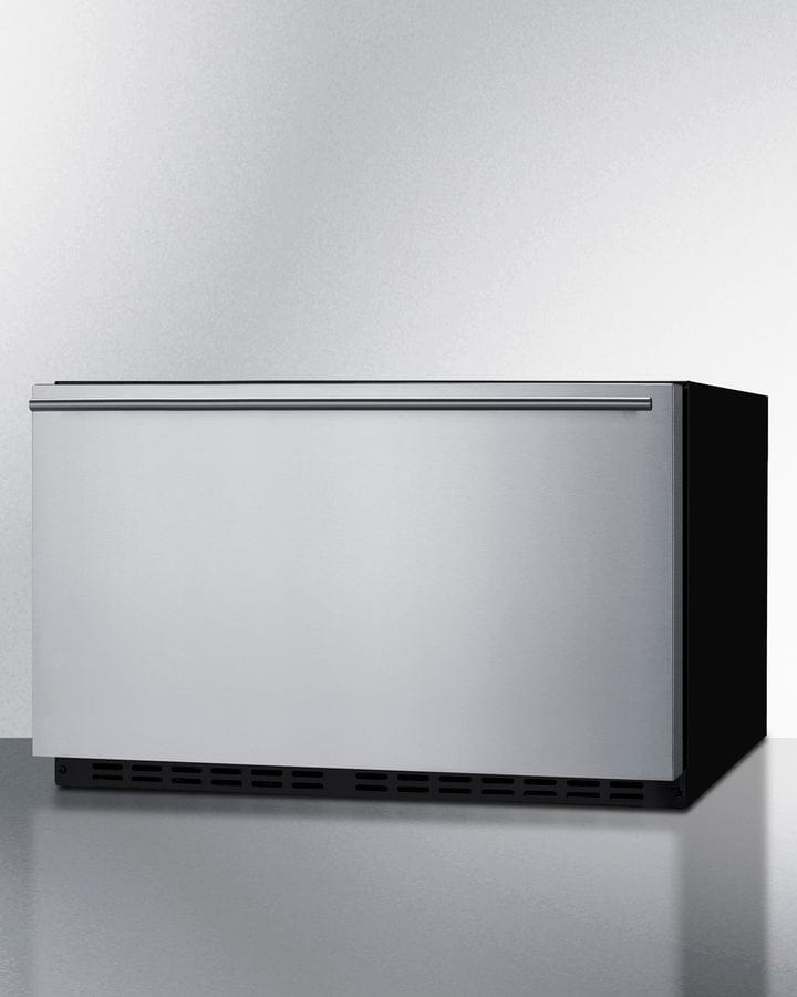 Summit Refrigeration + Cooling Summit 30" Wide Built-In Outdoor Drawer Refrigerator / 2.5 cu.ft. Capacity, Panel-ready Drawer Front, 304 Grade Stainless Steel Drawer, Digital Thermostat, LED Lighting / SDR301OS