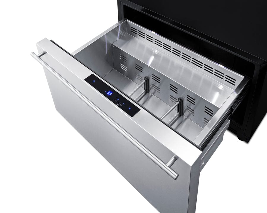 Summit Refrigeration + Cooling Summit 30" Wide Built-In Outdoor Drawer Refrigerator / 2.5 cu.ft. Capacity, Panel-ready Drawer Front, 304 Grade Stainless Steel Drawer, Digital Thermostat, LED Lighting / SDR301OS