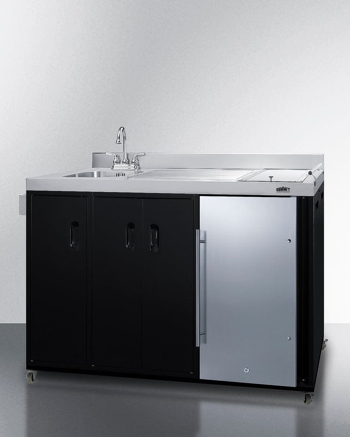 Summit Refrigeration + Cooling Summit 58&quot; Wide Portable Outdoor Kitchenette / Factory-Installed Lock, Sink and Faucet, Slide-Out Waste Bins, Removable Cutlery Bin, Removable Cutting Board Surface, Right Hinge / CARTOS54LS